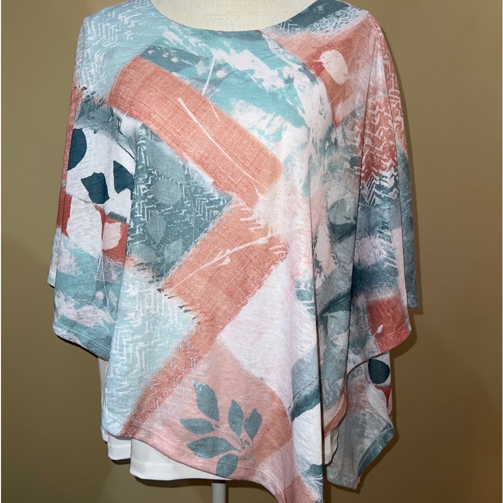 Easywear by Chico's sleeveless Top with overlay, size 2 multicolored aztec